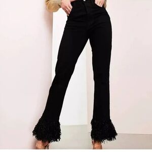 NWT ASOS LUXE feather trim denim sz 8